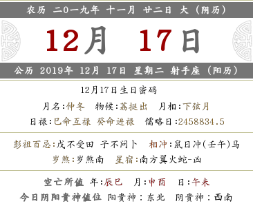 2019年陰歷十一月二十二日時辰宜忌查詢(圖文)