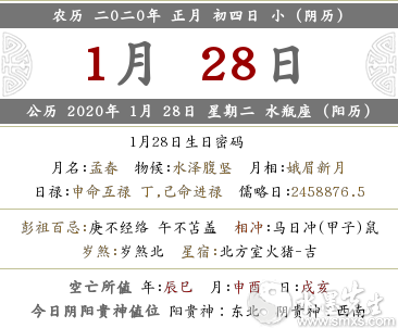 2020年農歷正月初四—12時辰吉兇、宜忌查詢!(圖文)