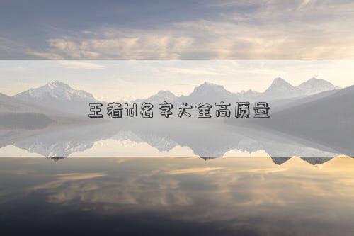 王者id名字大全高質量 王者id名字大全高質量